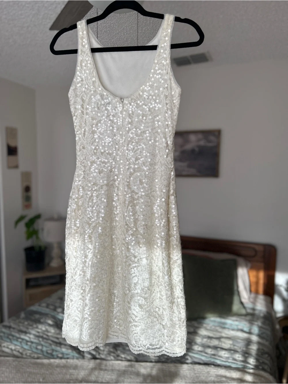 Ralph Lauren Ivory Sequin Lace Midi Dress - Picture 2 of 9
